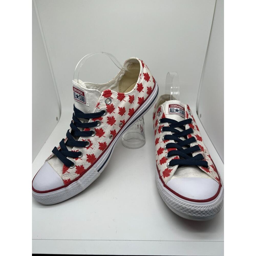 Converse Boston Maple Leaf Unisex White Red Sneaker Lace UP Men 10.5 Women 12.5